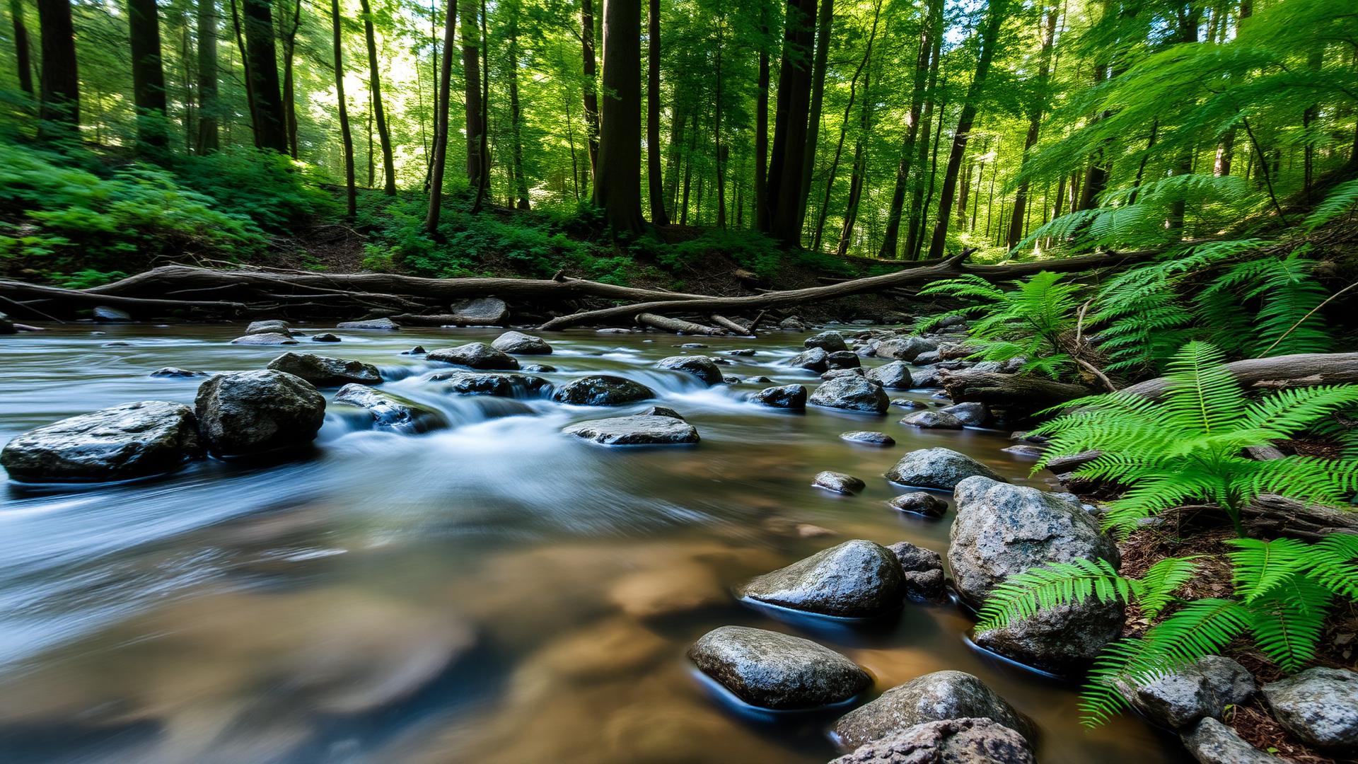A river winding through a lush forest